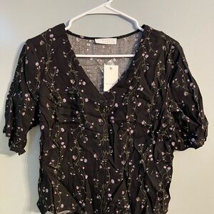 Elodie Black Floral Women's Blouse